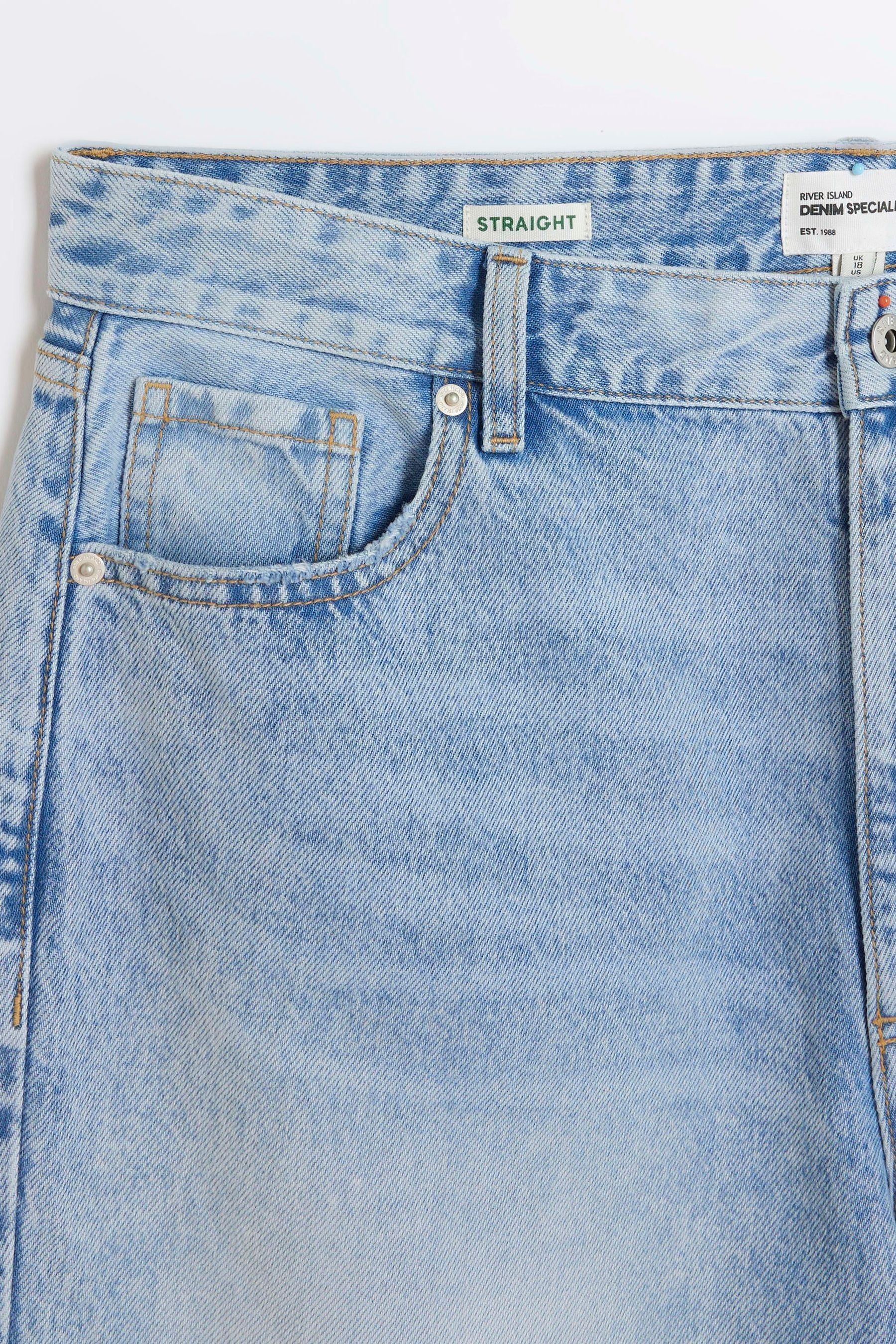 Buy River Island Blue Plus 90s Straight Mid Rise Jeans from the