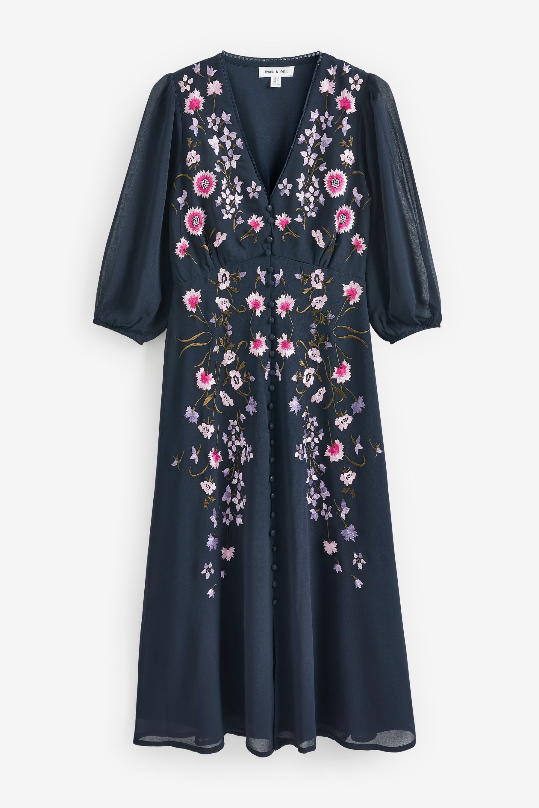 Buy Frock Frill Blue Embroidered Maxi Dress from the Next UK