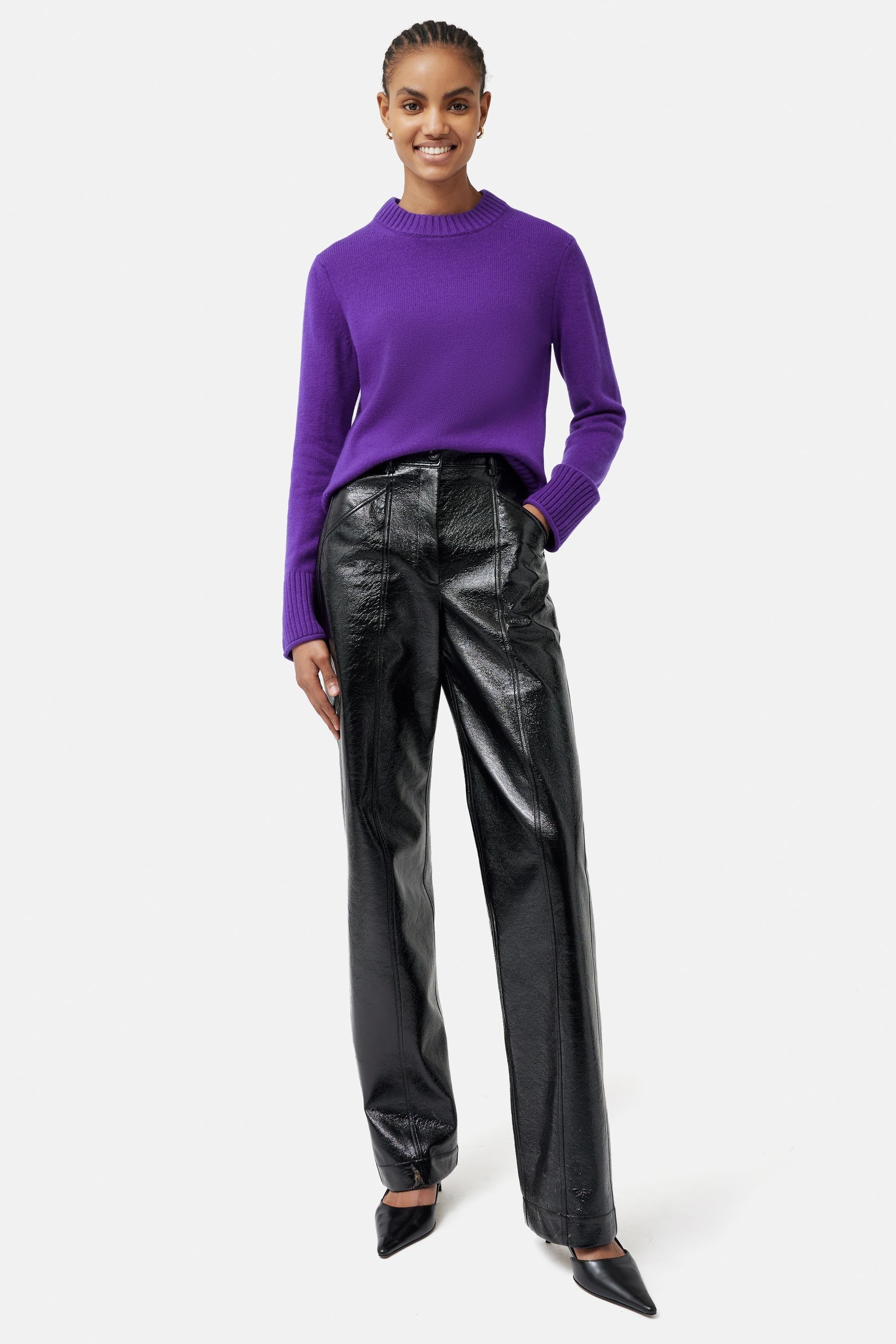 Jigsaw Purple Compact Wool Crew Jumper