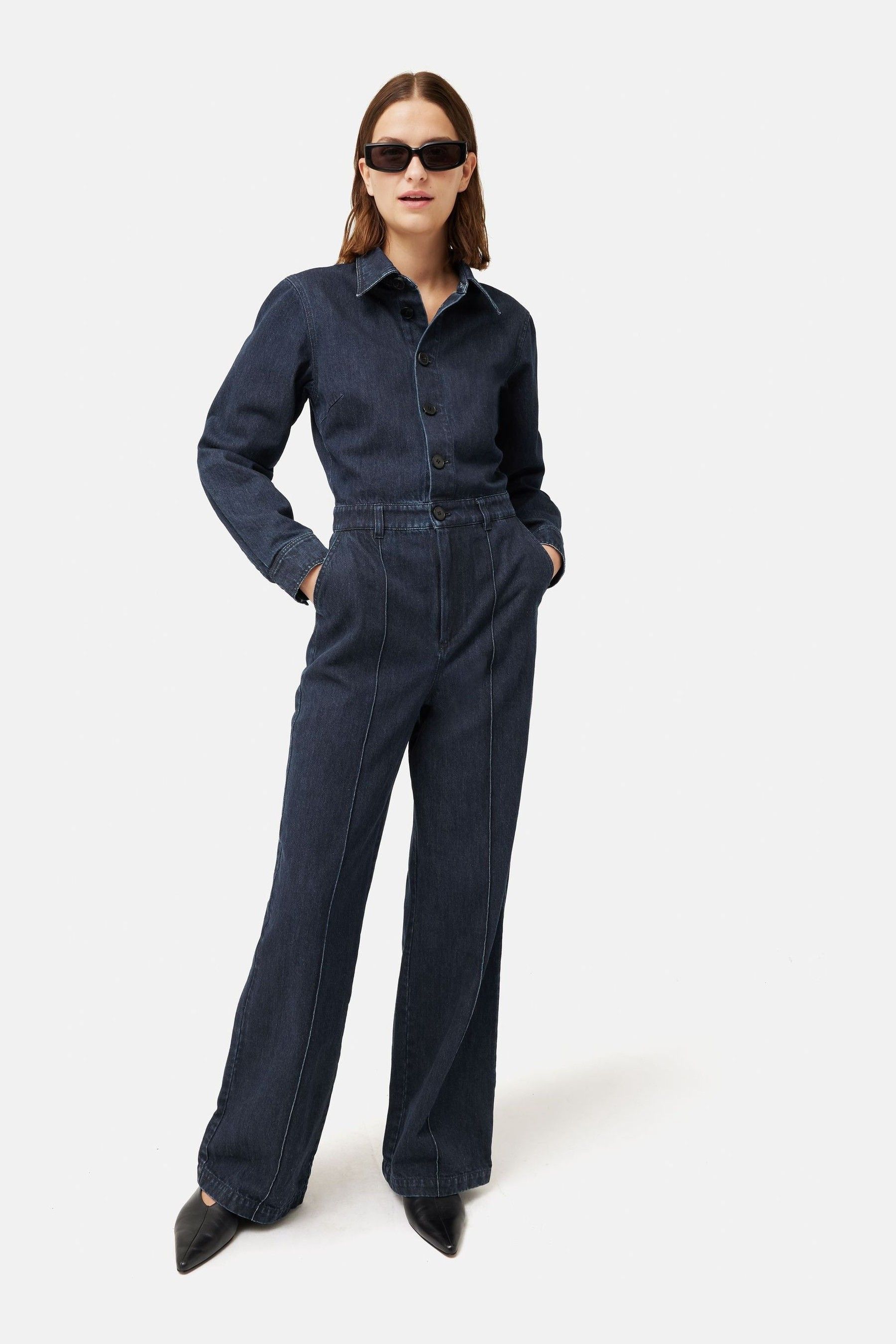 Jigsaw Blue Tailored Denim Jumpsuit