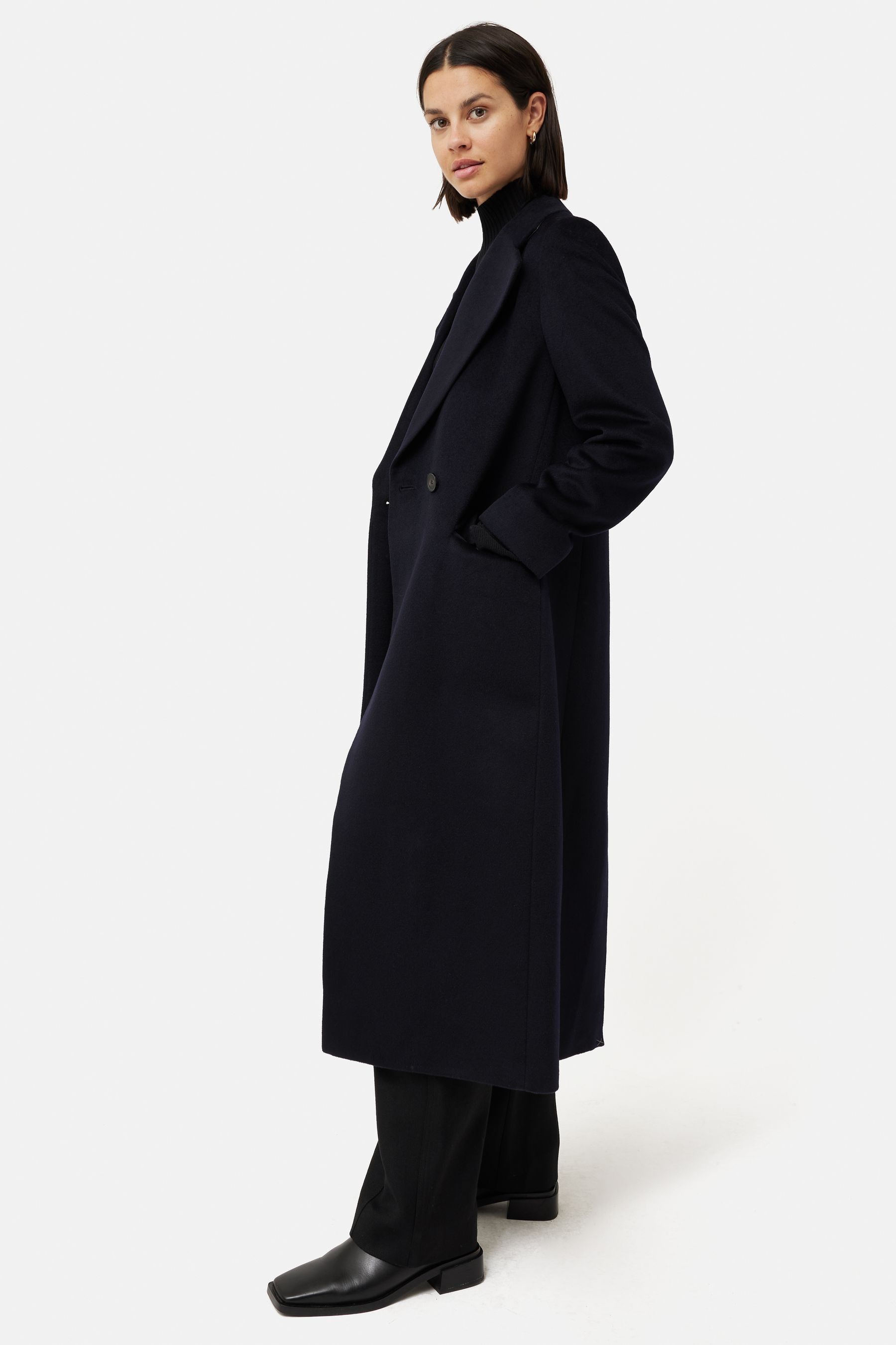 Jigsaw herringbone city coat on sale navy