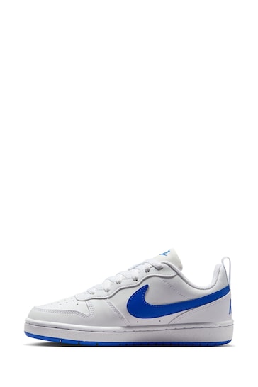 Nike White/Blue Youth Court Borough Low Recraft Trainers