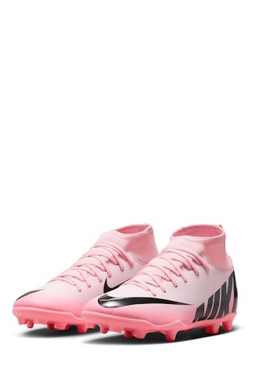 Nike Pink/Black Jr. Mercurial Superfly 9 Club Firm Ground Football Boots
