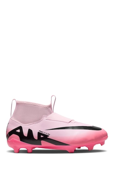 Nike Pink/Black Jr. Zoom Mercurial Superfly 9 Firm Ground Football Boots