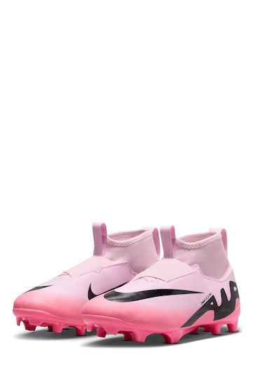 Nike Pink/Black Jr. Zoom Mercurial Superfly 9 Firm Ground Football Boots