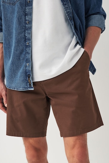 Brown Slim Fit Stretch Chinos Shorts