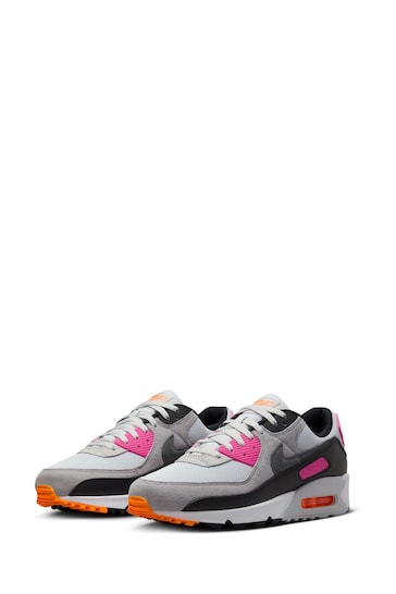 Nike Grey/Pink/White Air Max 90 Trainers