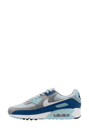 Nike Grey/Blue Air Max 90 Trainers