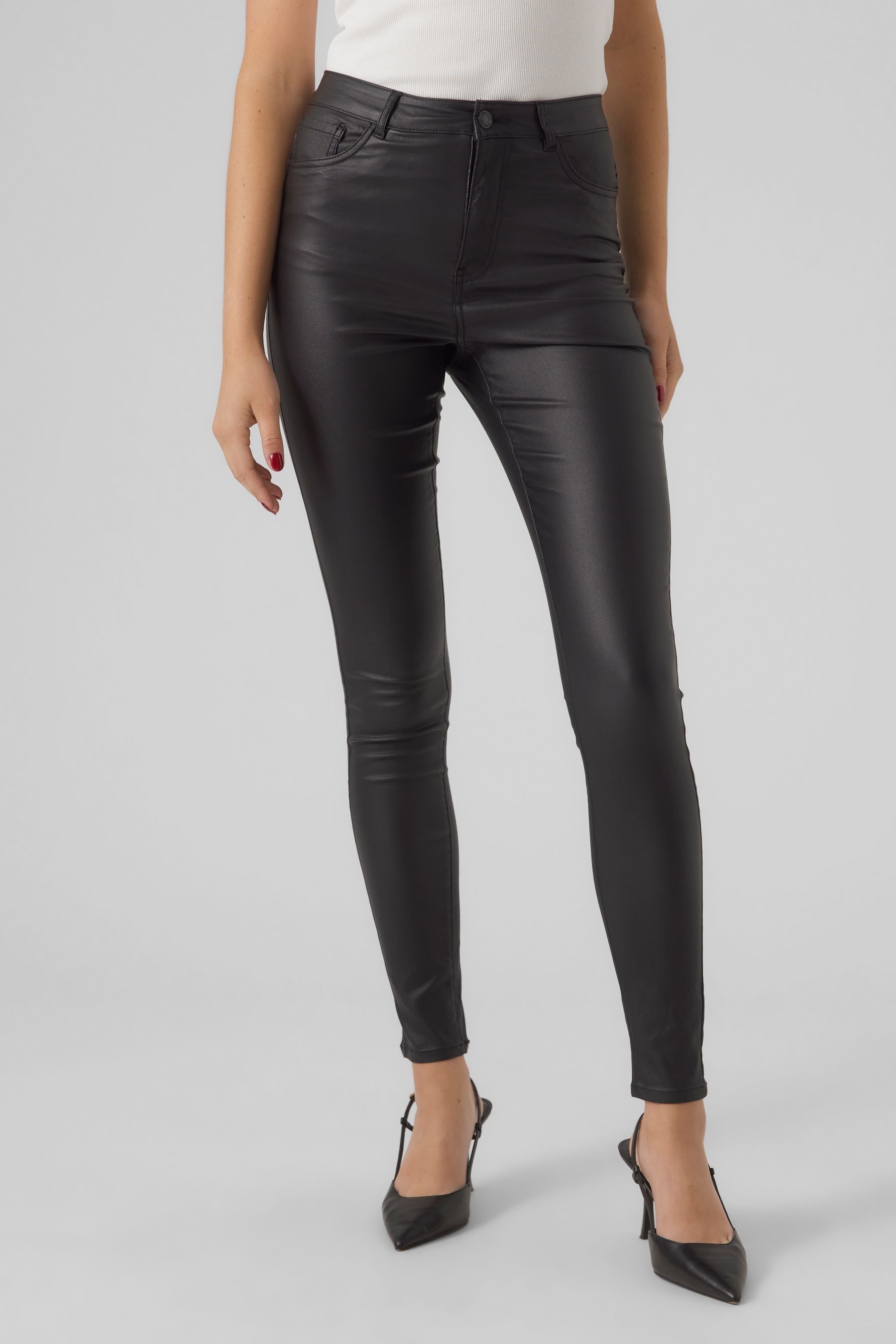 Vero moda best sale coated skinny jeans