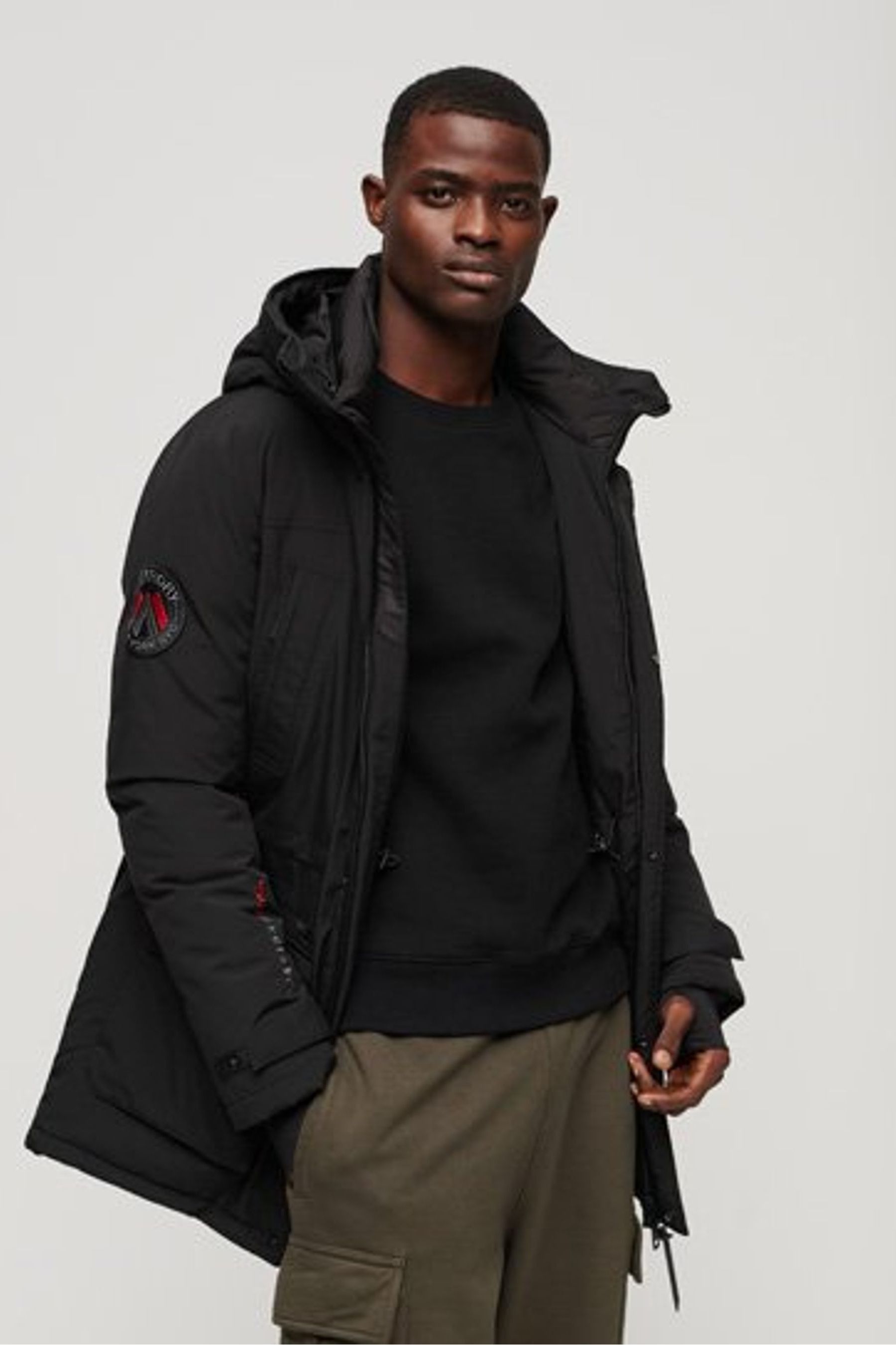 Superdry parka black store
