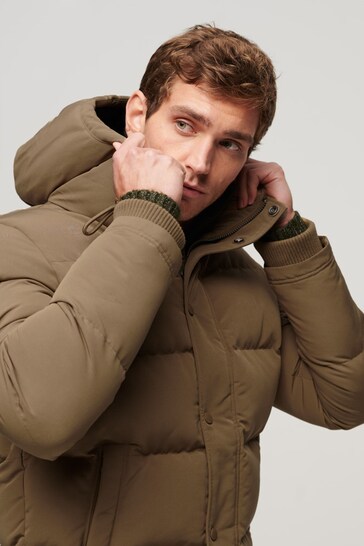 Superdry Brown Everest Hooded Puffer Jacket