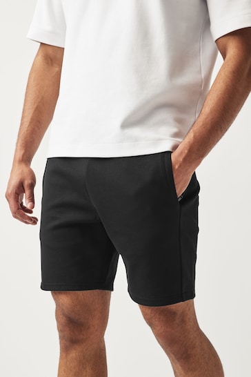 Black Slim Zip Pocket Jersey Shorts