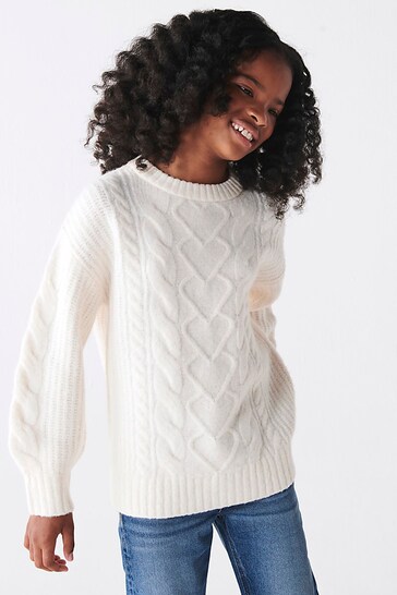 River Island White Girls Chunky Cable Jumper