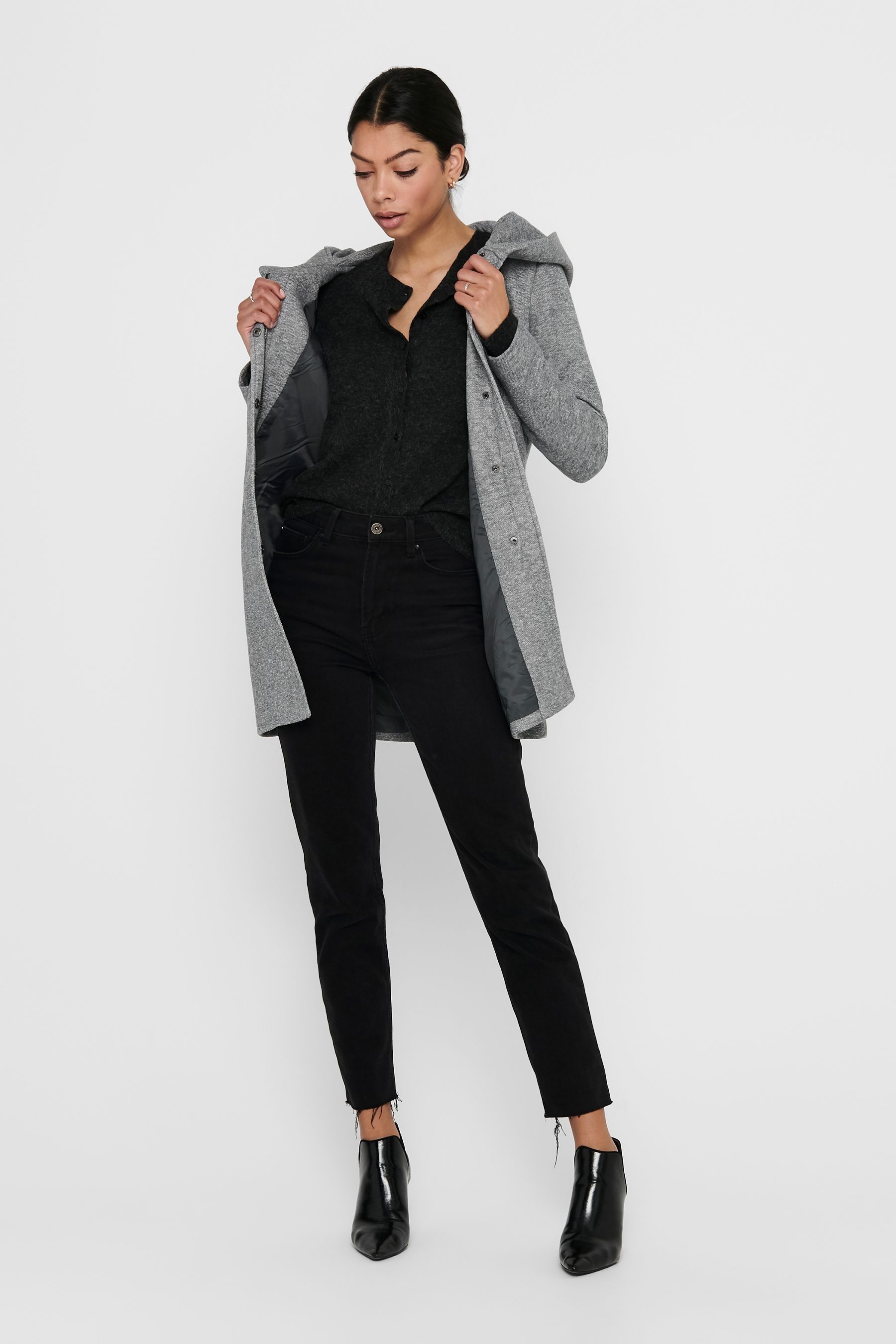 ONLY Grey Hooded Smart Coat