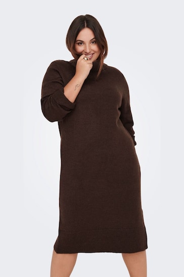 ONLY Brown Maxi Roll Neck Knitted Dress