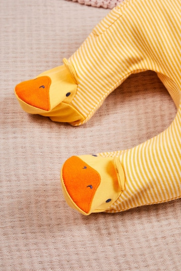JoJo Maman Bébé Yellow Duck Appliqué Zip Sleepsuit