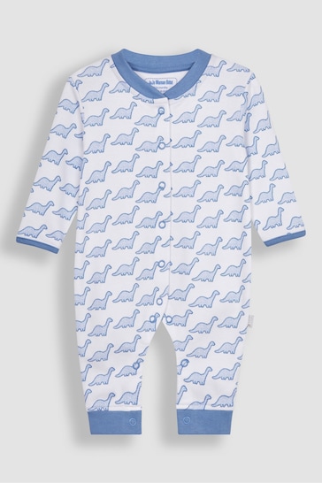 JoJo Maman Bébé Blue Dinosaur Footless Sleepsuit