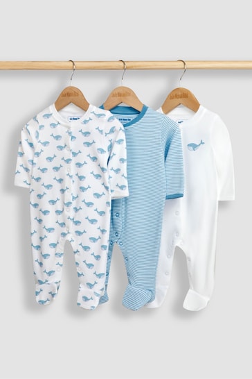 JoJo Maman Bébé White Whale 3-Pack Sleepsuits