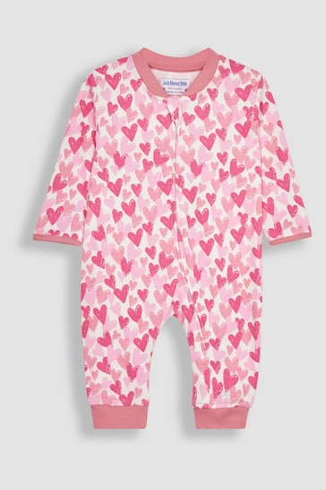 JoJo Maman Bébé Pink Heart 2-Pack Footless Sleepsuits
