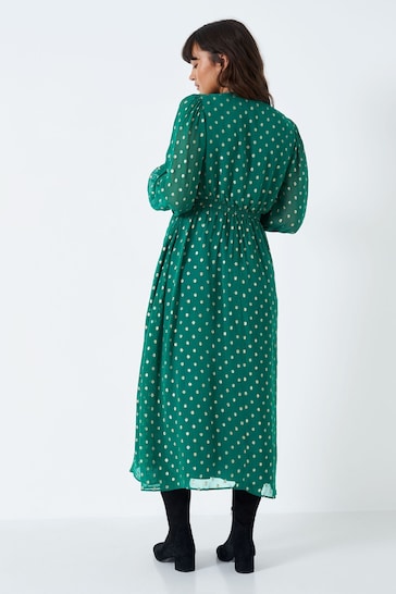 Crew Clothing Company Blue	Emerald Textured A-Line Dress