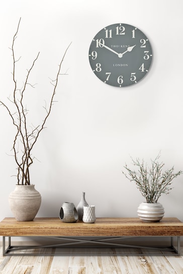 Thomas Kent Clocks Grey Large Arabic Flax Wall Clock