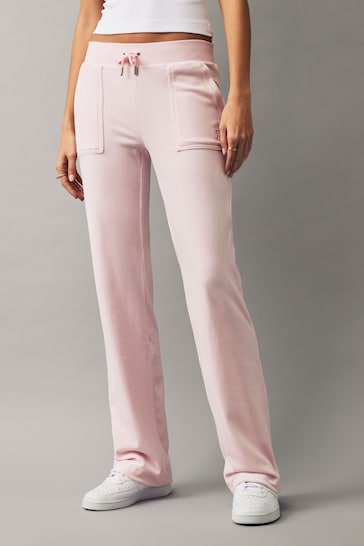 Juicy Couture Pink Classic Velour Mid Rise Pocketed Trackpants