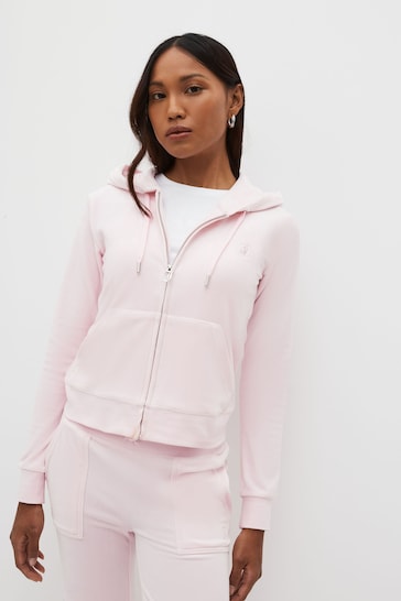 Juicy Couture Pink Zip Through Velour Robertson Hoodie