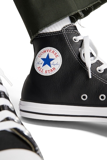 Converse Black Leather Chuck Taylor All Star High Top Trainers
