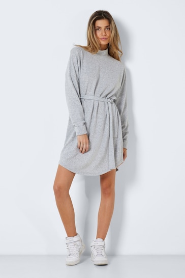 NOISY MAY Grey High Neck Jumper Dress With Tie Waist