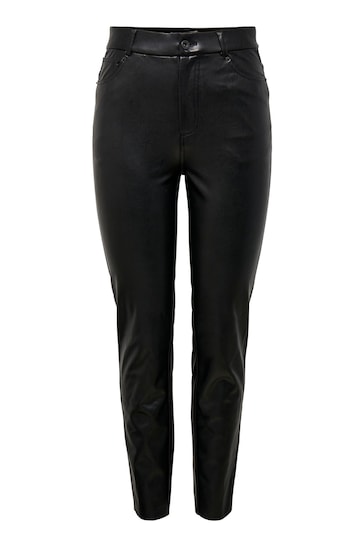 Buy ONLY Black Petite High Waisted Faux Leather Workwear Trousers from the  Next UK online shop