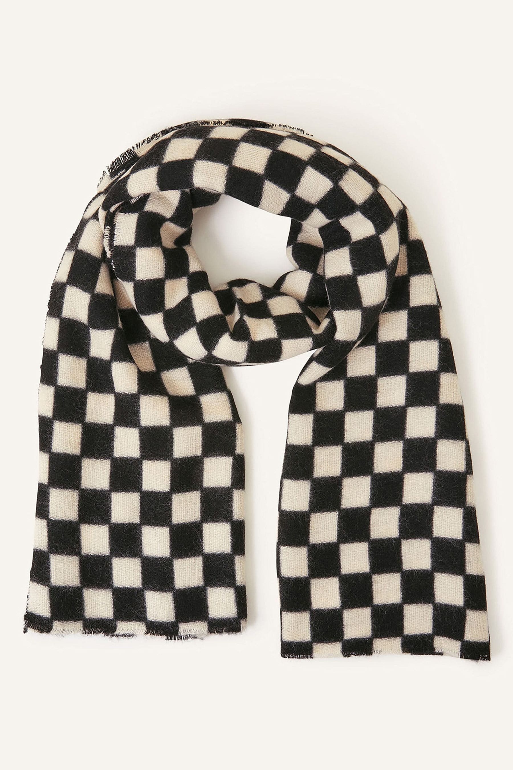 Black and white checkered scarf deals