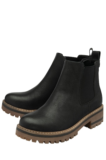 Lotus Black Zip-Up Ankle Boots