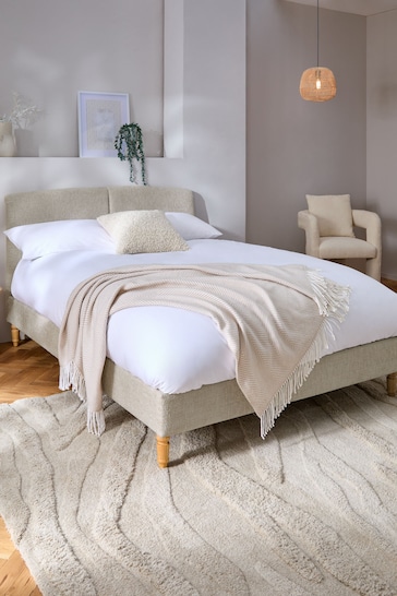 Chunky Chenille Natural Oyster Hove Upholstered Bed Frame
