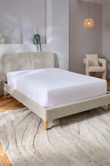 Chunky Chenille Natural Oyster Hove Upholstered Bed Frame