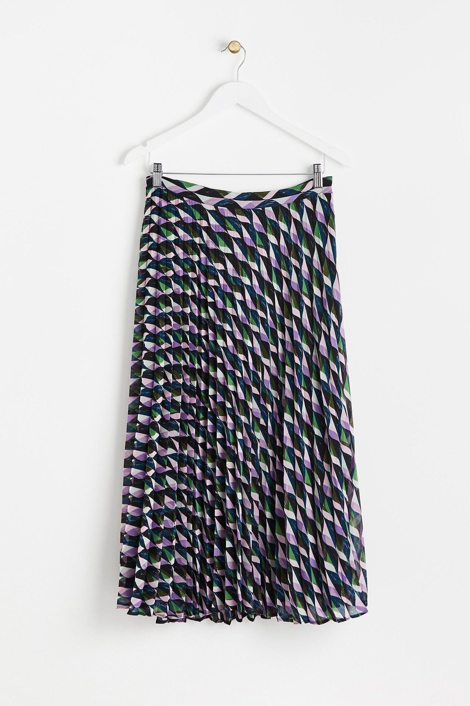 Buy Oliver Bonas Purple Geometric Wave Pleated Skirt from the