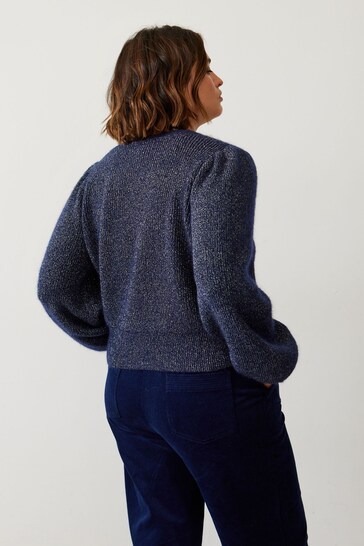 Oliver Bonas Navy Blue Sparkle Knitted Cardigan