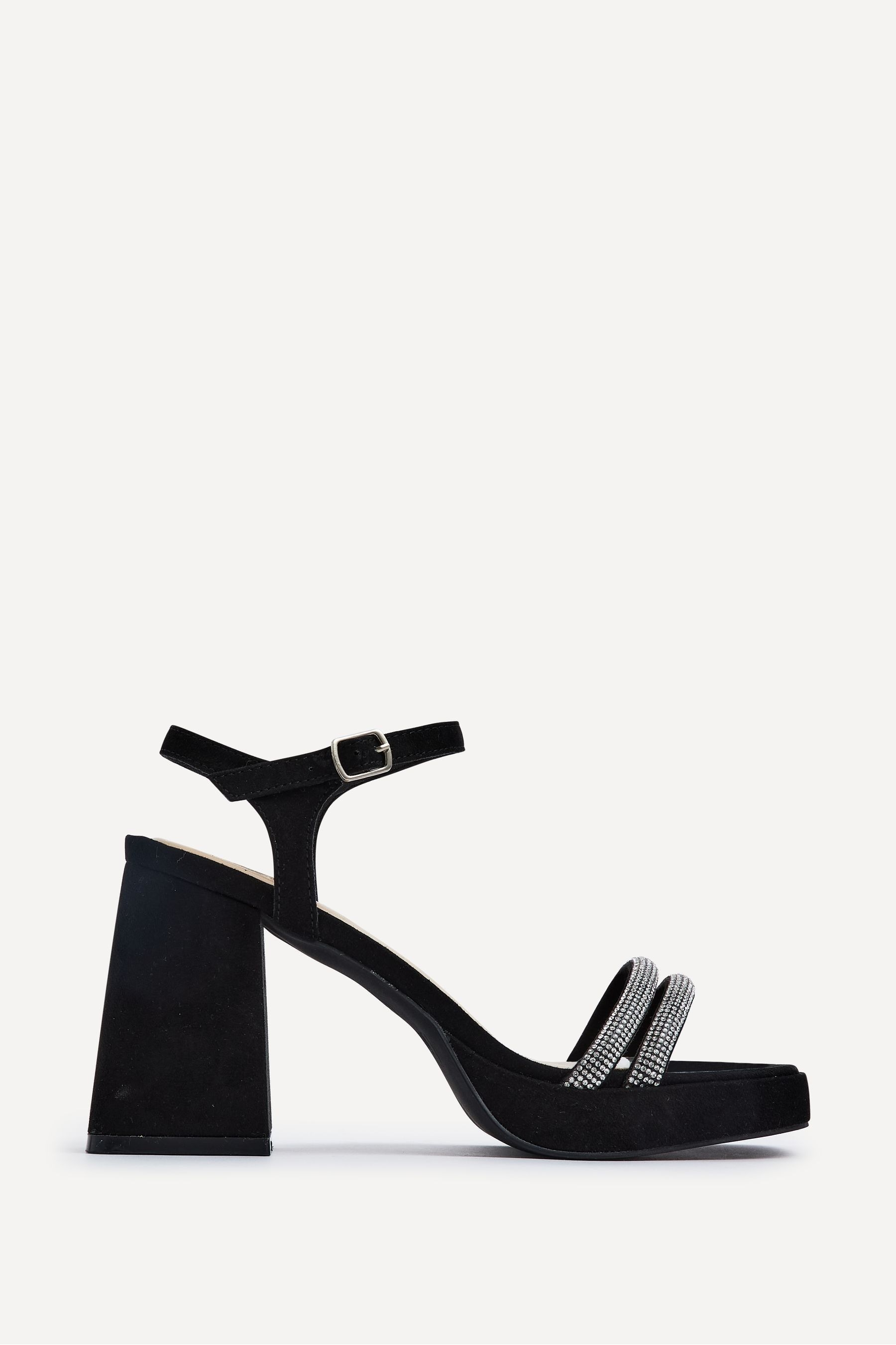 Black diamante platform heels top