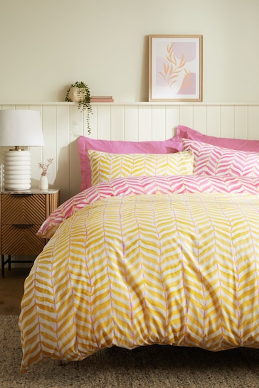 Pink/Yellow Duvet Cover and Pillowcase Set