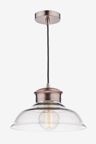 Dar Lighting Copper/Glass Antique Siren Dome Pendant