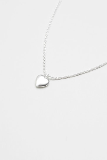 Simply Silver Sterling Silver Tone 925 Polished Heart Necklace