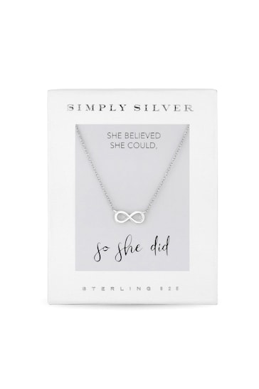 Simply Silver Sterling Silver Tone 925 Infinity Short Pendant Necklace - Gift Boxed