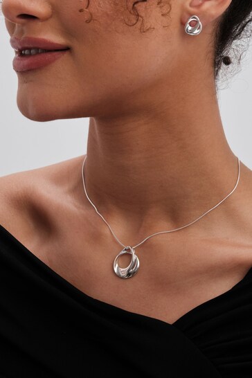 Simply Silver Sterling Silver Tone 925 Twisted Pendant Necklace