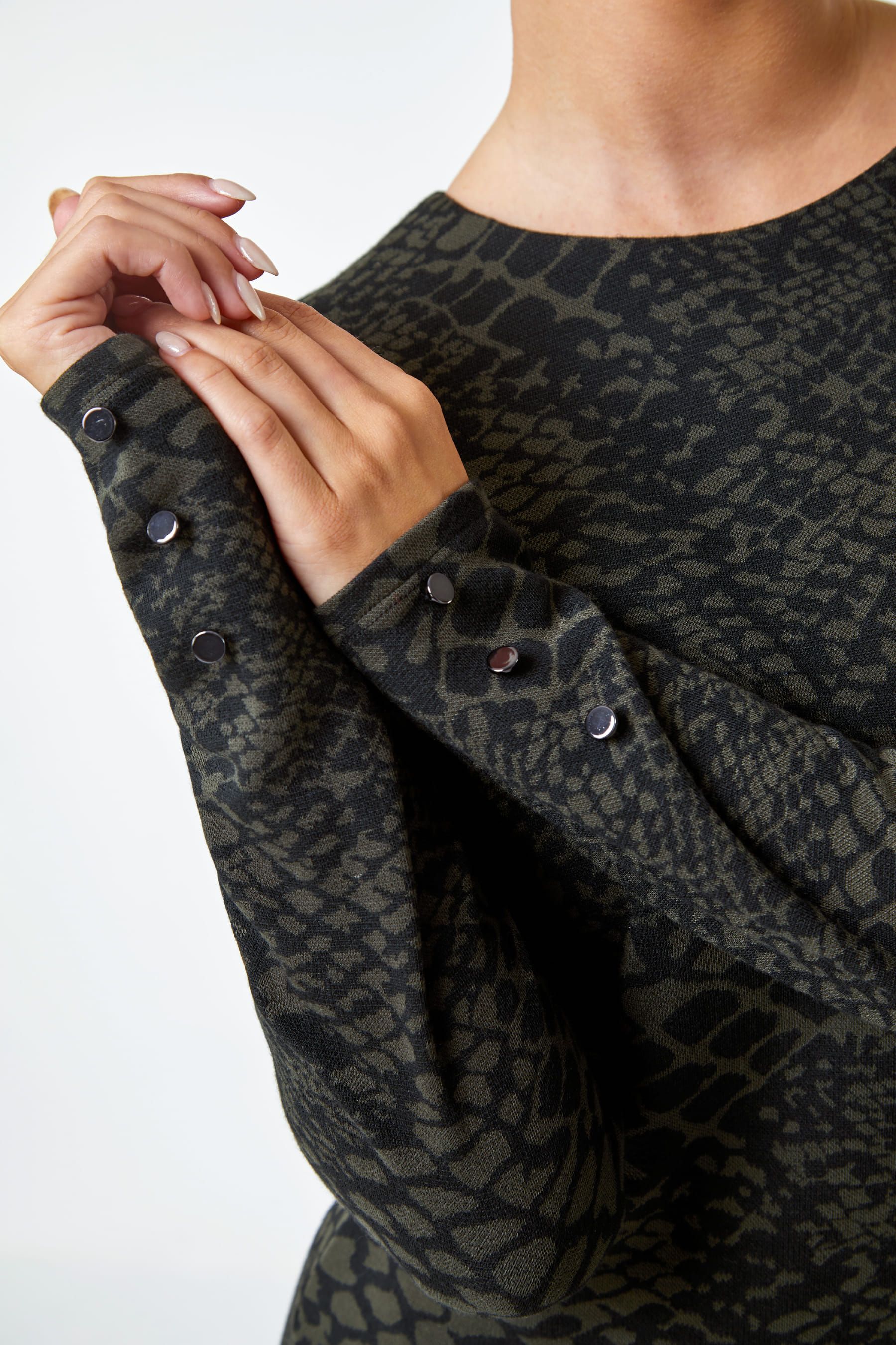 Dark green snake print dress sales