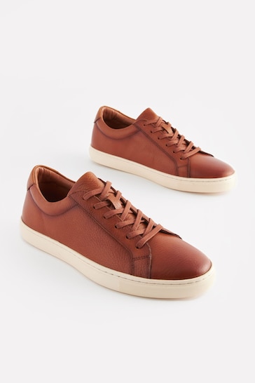 Tan Brown Leather Trainers