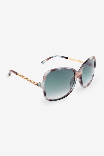 Grey/Blue Medium Square Wrap Sunglasses