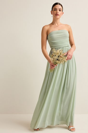 Light Sage Green Mesh Multiway Bridesmaid Wedding Maxi Dress