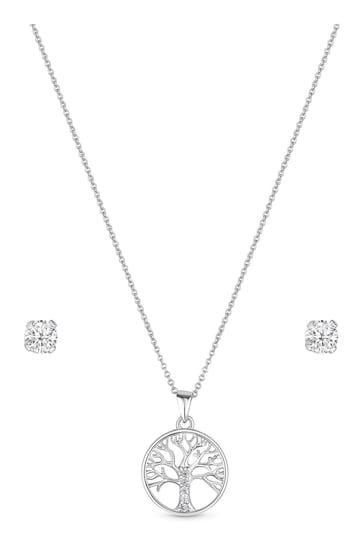 Simply Silver Sterling Silver Tone 925 Cubic Zirconia Tree of Love Jewellery Set - Gift Boxed