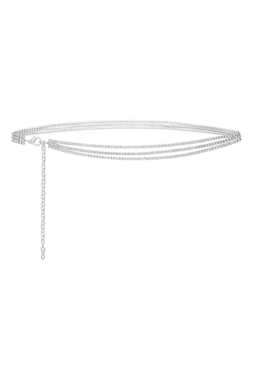 Mood Silver Crystal Layered Chain Belt