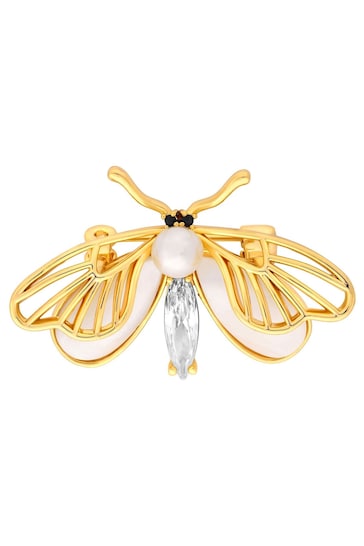 Jon Richard Gold Tone Butterfly Pearl And Mother Of Pearl Gift Boxed Brooch