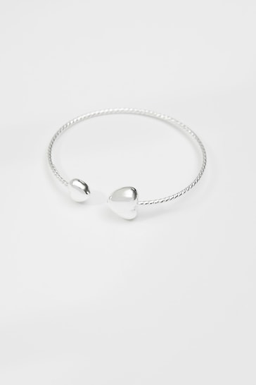Simply Silver Sterling Silver 925 Puff Heart Cuff Bracelet